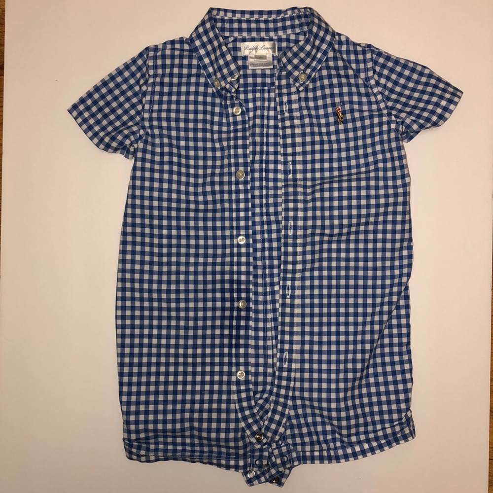 Ralph Lauren 18M Gingham Boy Romper
